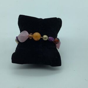 Vibrant Beaded Bracelet with Pink, Orange, and Purple Accents